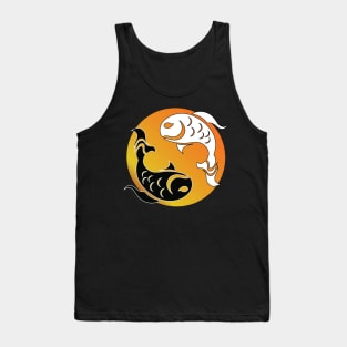 Yin and Yang Tribal style fish, yellow Tank Top